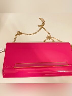 NWT Aldo Hot Pink Patent Chain Shoulder Clutch
